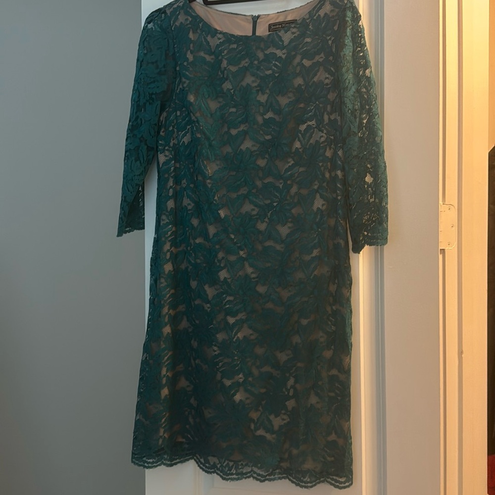 Teal lace cocktail dress